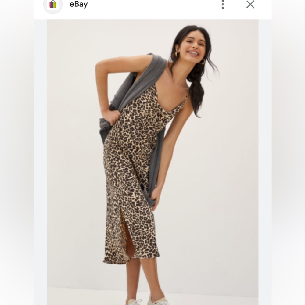 Anthropologie elyse bias leopard midi dress